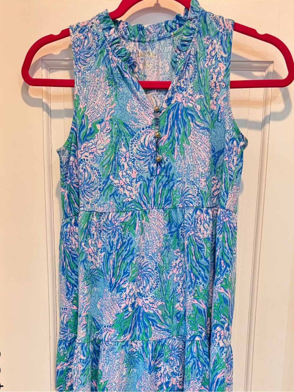 Lilly Pulitzer Sleeveless Blue, Green & Pink Print Dress